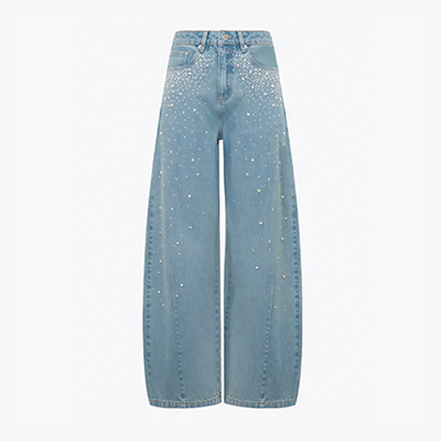 Denim Dazzle Pearl Mid Wash High Waisted Jeans